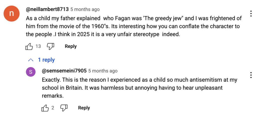 An example of an X post explaining some of the antisemitic examples from literature impacted their experience growing up Jewish. 